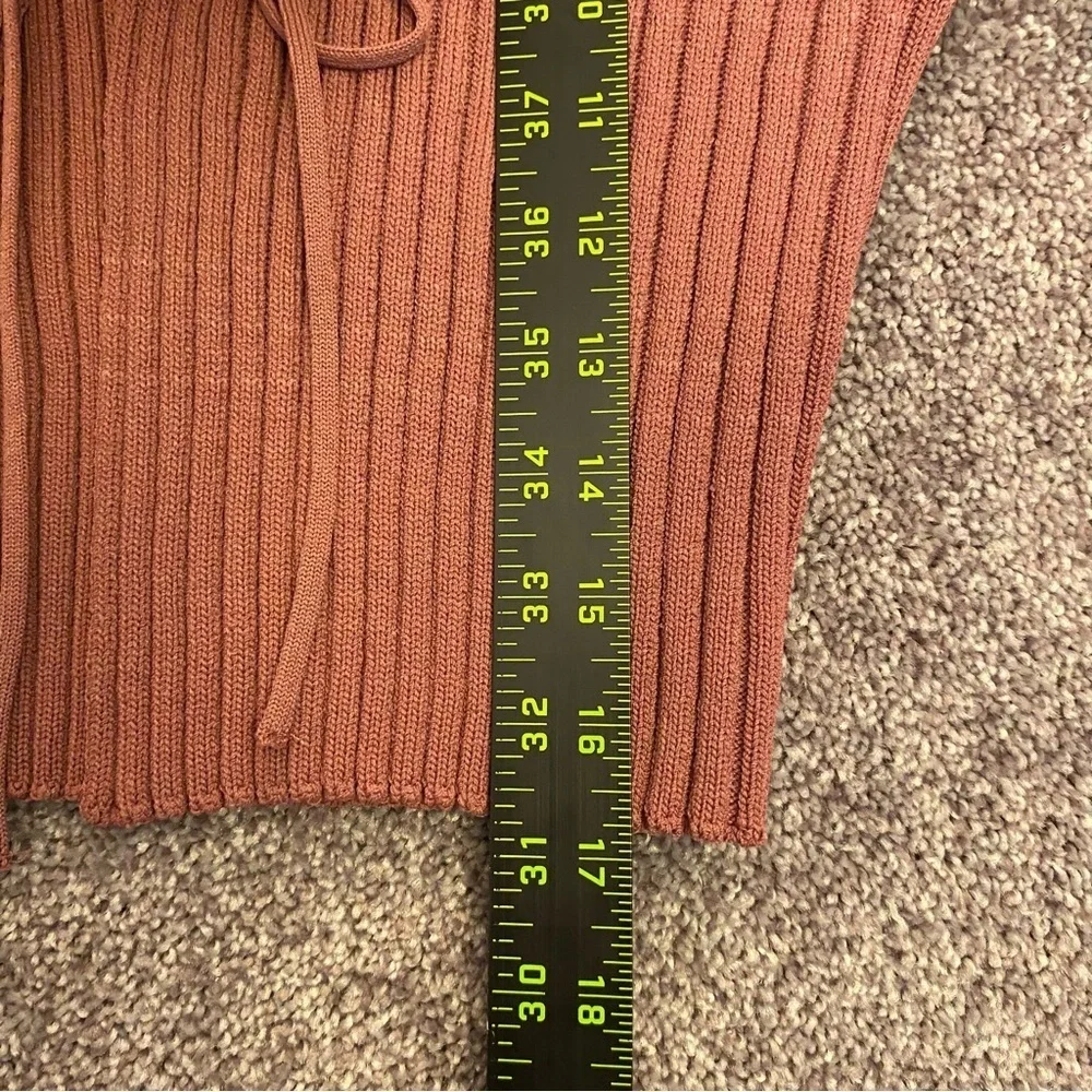 Zara Women's Ribbed Knit Tie Front Long Sleeve Crop Cardigan Sweater Top Size M